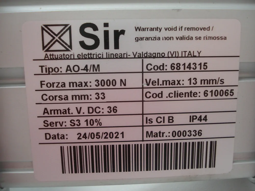 Aktuátor stírací lišty 36V EUREKA PN 900762